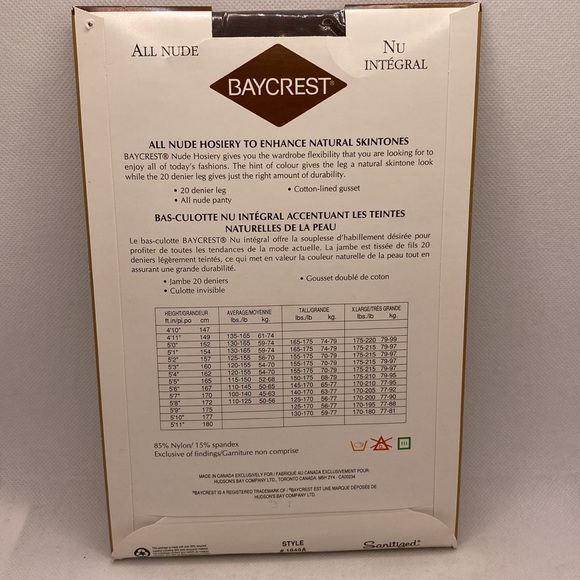 Baycrest Nude Sheers with Lycra Pantyhose Warm Brown Size Tall Sandalfoot Nylons - Picture 6 of 8